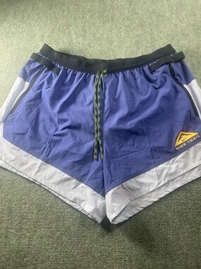 Nike Men's Blue Trail Running Shorts with White Trim